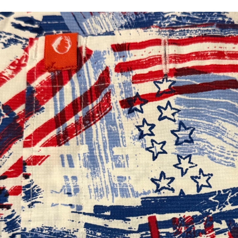 The American Outdoorsman Men XL Short Sleeve Button Up Shirt American Flag Print - Picture 5 of 8